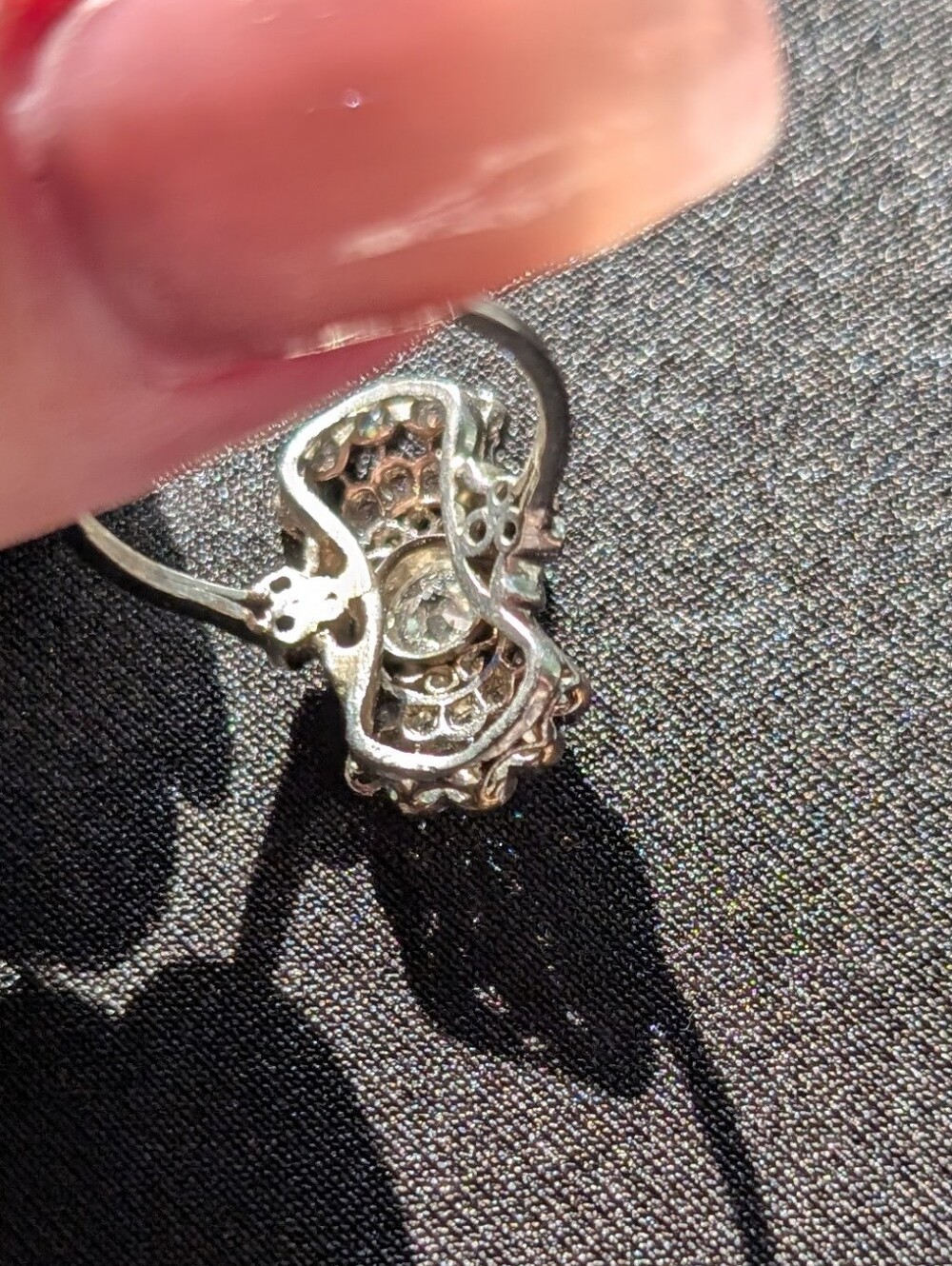 Antique Diamond Platinum Ring Size 6 - Picture 11 of 11